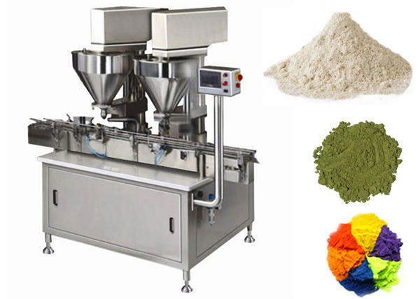 التلقائي 2 رؤساء ملء آلة مسحوق